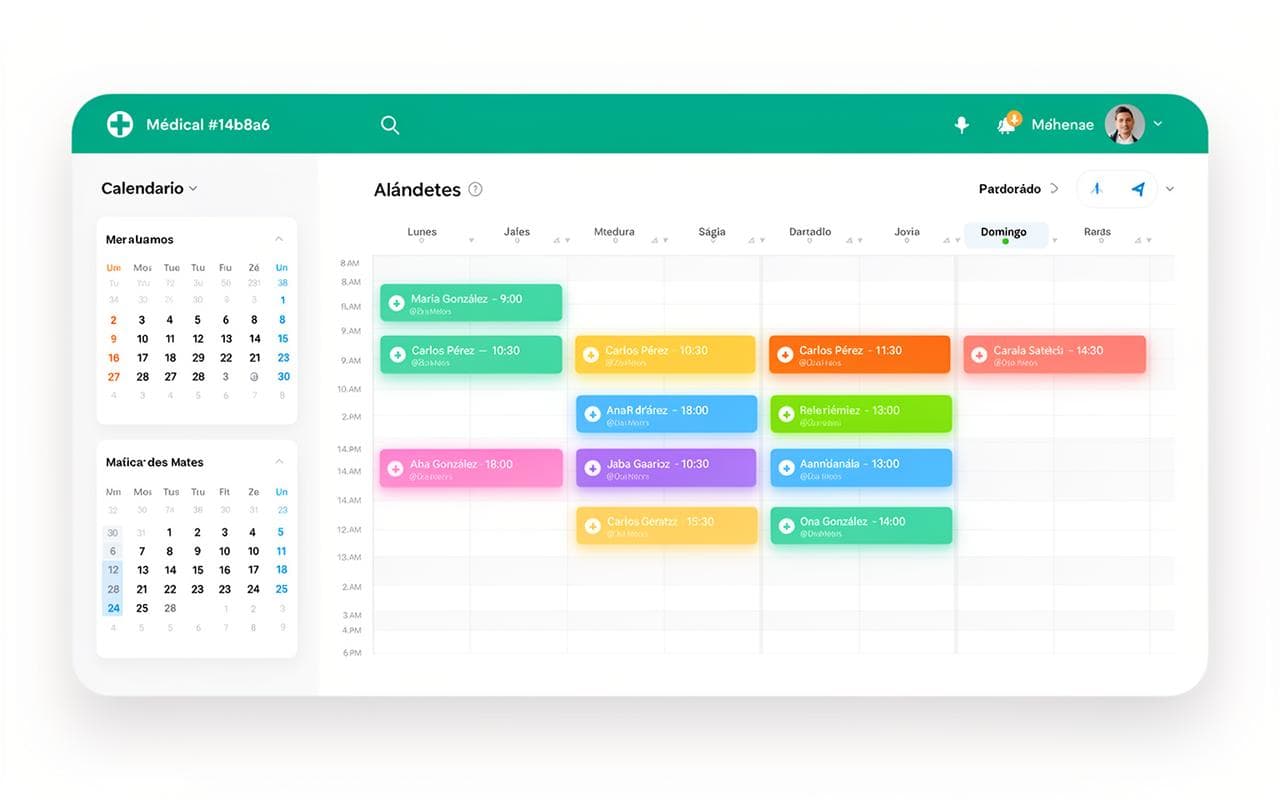 Calendario semanal de agenda de citas médicas online con turnos programados y recordatorios automáticos por WhatsApp en Uruguay